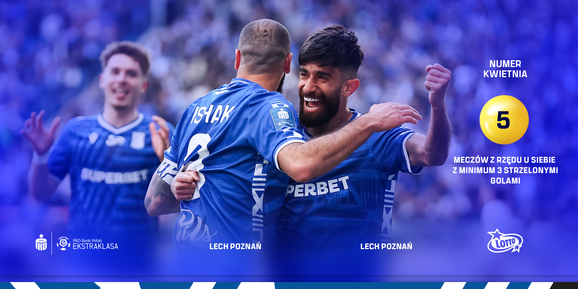 Lech Poznań lập kỷ lục 5 trận sân nhà liên tiếp ghi tối thiểu 3 bàn